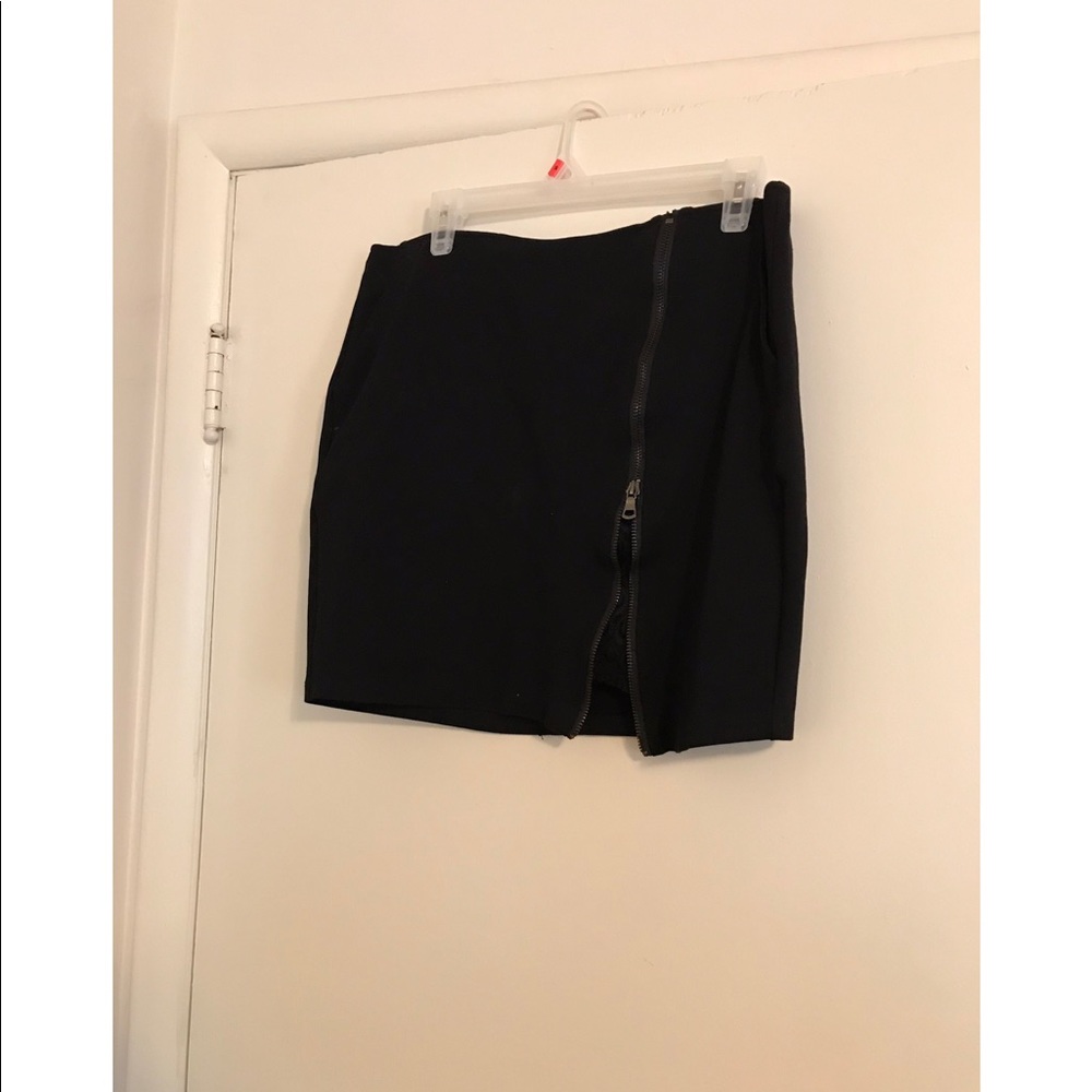 Short Black skirt-with zippier and lace. Size L
